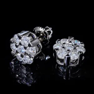 Cluster VVS Moissanite Earring .925 Sterling Silver