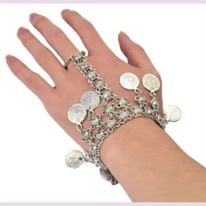 Coin Tassel Bracelet Long Chain — Vintage Silver | KIMLUD