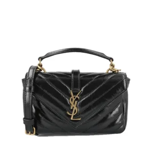 College Mini Chain Bag in Shiny Crackled Leather | Luxury LD