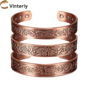 Copper Cuff Bracelet Vintage Adjustable Magnetic — Copper | KIMLUD