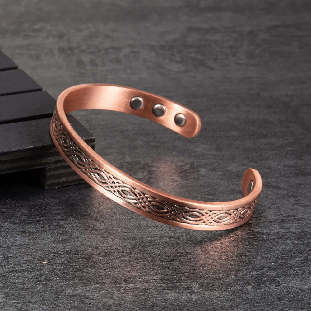 Copper Magnetic Bracelet Adjustable Vintage Viking — Copper | KIMLUD