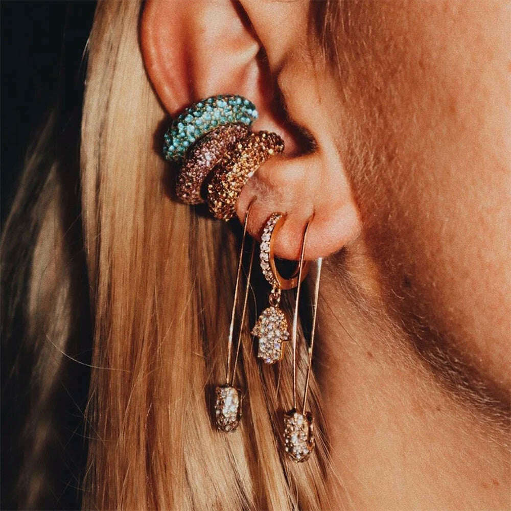 Crystal Ear Cuff Boho Colorful — Multicolor | KIMLUD