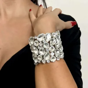 Crystal Exaggerated Hand Bangle Water Drop Design — Crystal | KIMLUD