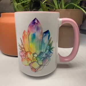 Crystal Guru Coffee and Tea Mugs with Pink Handle