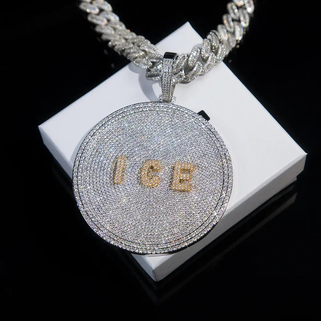 Custom 3D Big Disc Letters Necklace