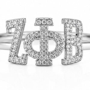 D9 ΖΦΒ Curved Diamond Ring in Yellow/White Gold (Zeta Phi Beta Sorority, Inc)