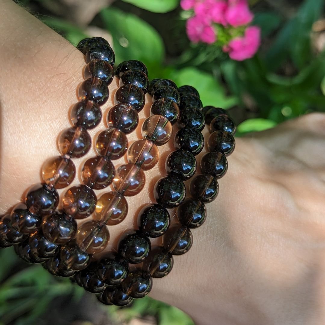 Deep Dark Smoky Quartz Chunky Stone Bracelet