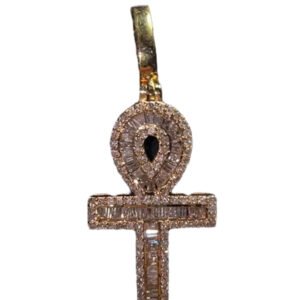 Diamond Ankh Pendant - 0.50 Carats, Round & Baguette Cut in 10KT Yellow Gold
