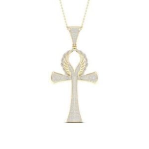 Diamond Ankh Pendant - 0.90 Carats in 10KT Yellow Gold