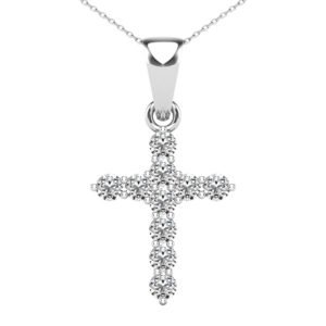 Diamond Cross Pendant with Matching Chain - 0.15 Carats in 10KT Gold