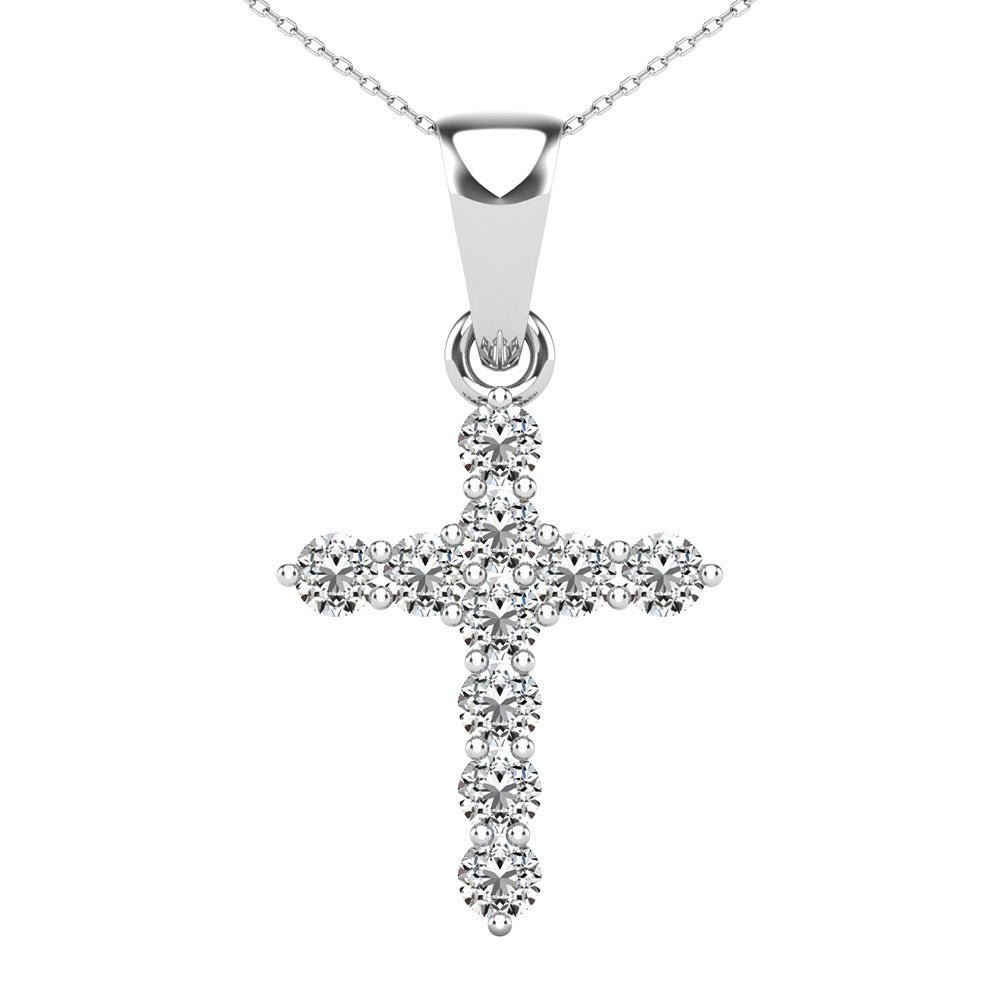 Diamond Cross Pendant With Matching Chain – 0.15 Carats In 10kt Gold