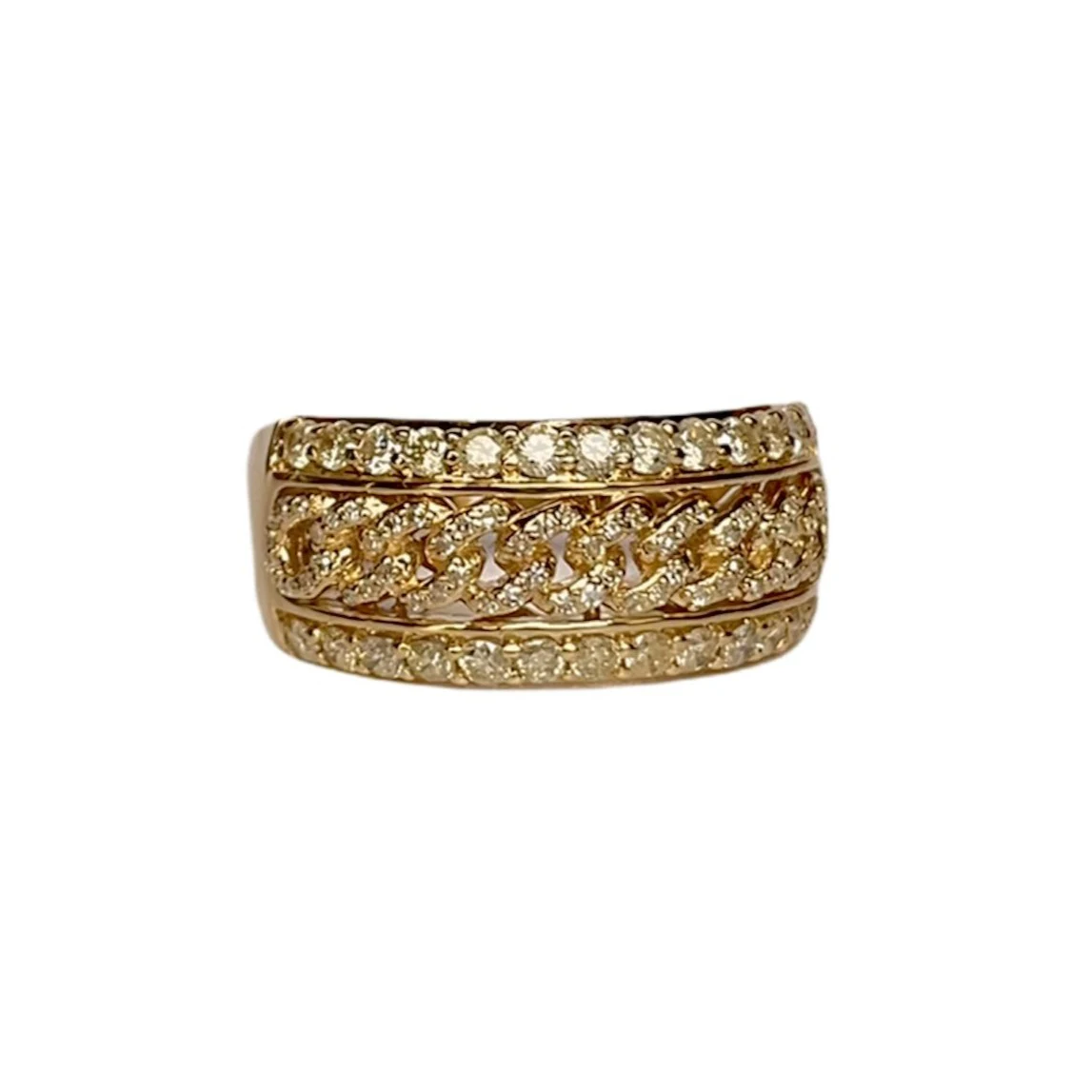 Diamond Cuban Link Cocktail Ring – 1.05 Carats in 10KT Yellow Gold