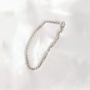 Diamond Cut Foxtail Bracelet in 10KT White Gold