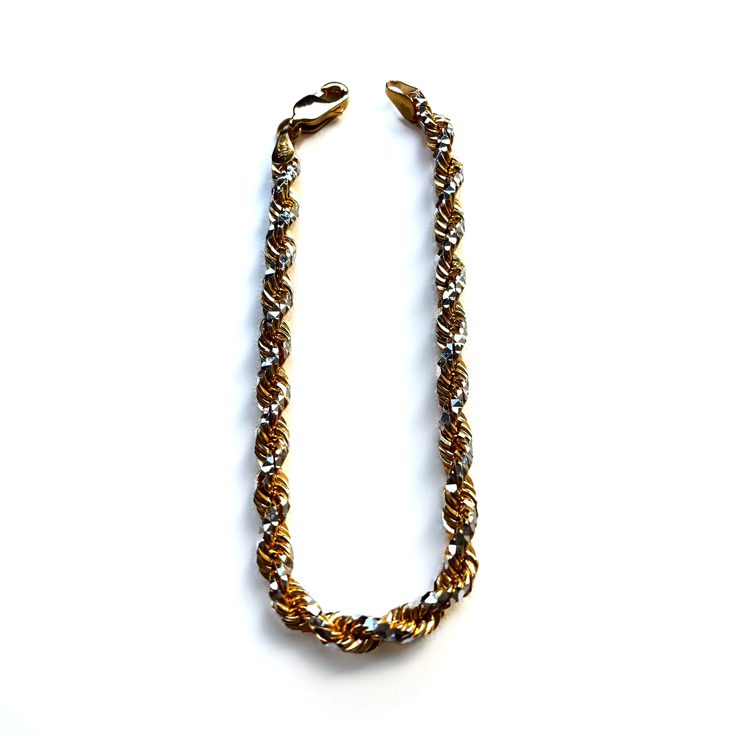 Diamond Cut Rope Bracelet & Necklace in 10KT Two-Tone Gold