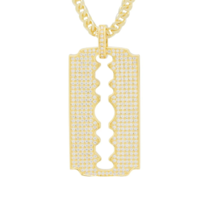 Diamond Double Edge Razor Pendant - 0.19 Carats in 10KT Yellow Gold