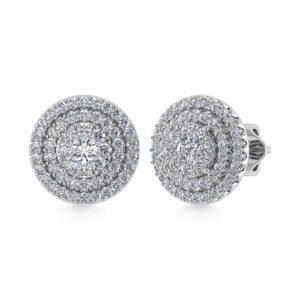 Diamond Double Halo Stud Earrings - 0.88 Carats in 10KT Gold, Try at Home