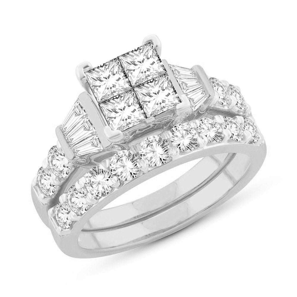 Diamond Engagement Ring and Band Set – Princess Cut 1.50 Carat in 14KT Gold