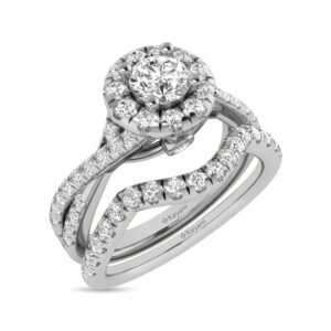 Diamond Engagement Ring and Wedding Band Set - 1.00 Carats in 14KT White Gold