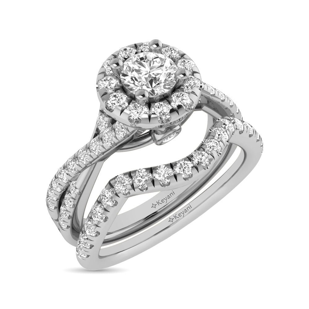 Diamond Engagement Ring and Wedding Band Set – 1.00 Carats in 14KT White Gold