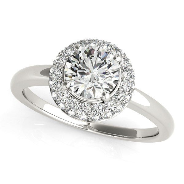 Diamond Engagement Ring with Pave Halo Stones in 14k White Gold (1 3/8 cttw) Diamond Engagement Ring with Pave Halo Stones in 14k White Gold (1 3/8 cttw)