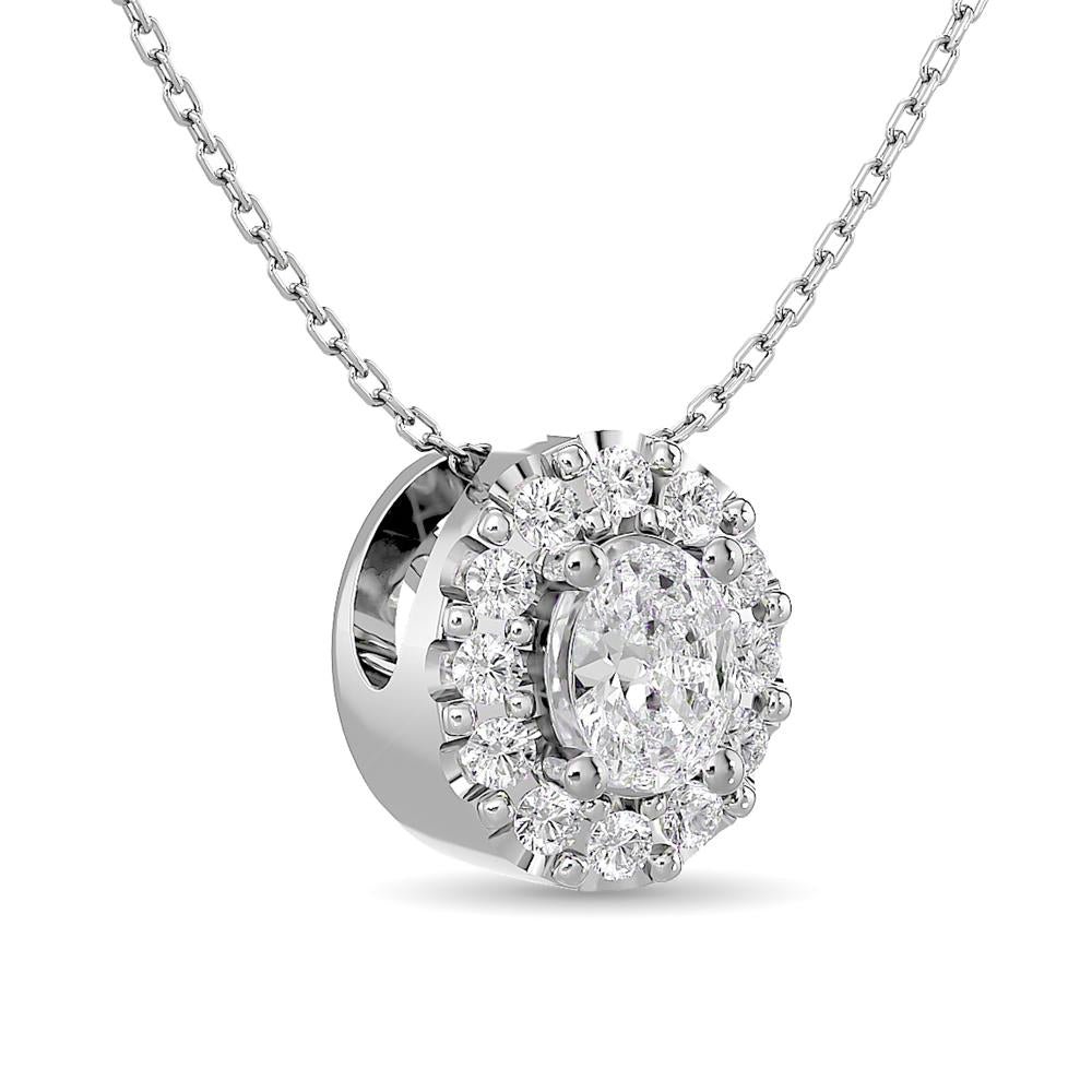 Diamond Halo Pendant in 14K White Gold – Multiple Cuts Available