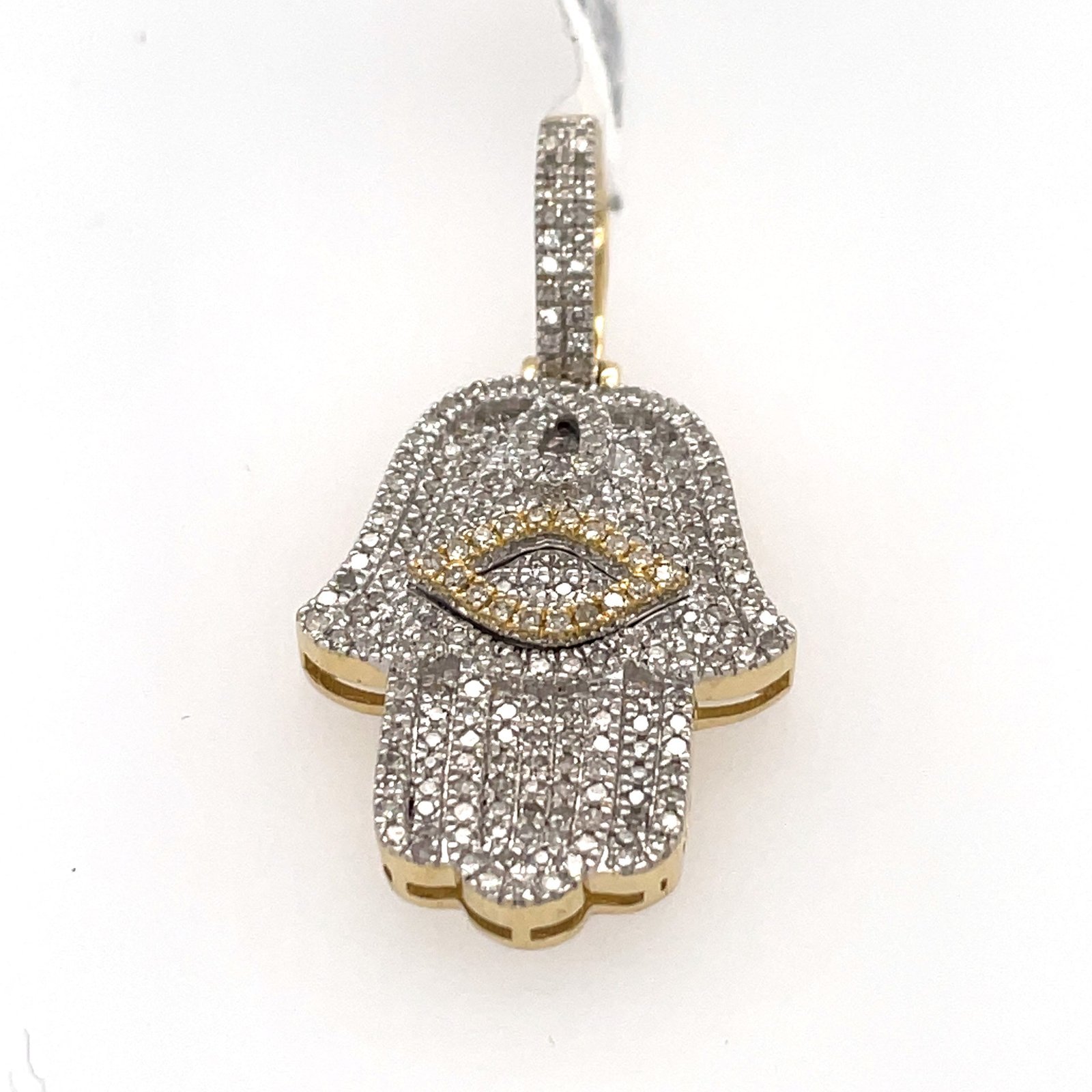 Diamond Hamsa with Evil Eye Pendant – 0.50 Carats in 14KT Gold