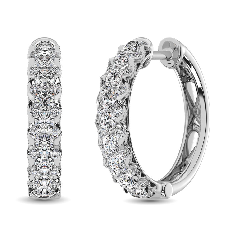 Diamond Hoops Inside Out – Available in 1.00 to 1.99 Carats in 10KT Yellow Gold
