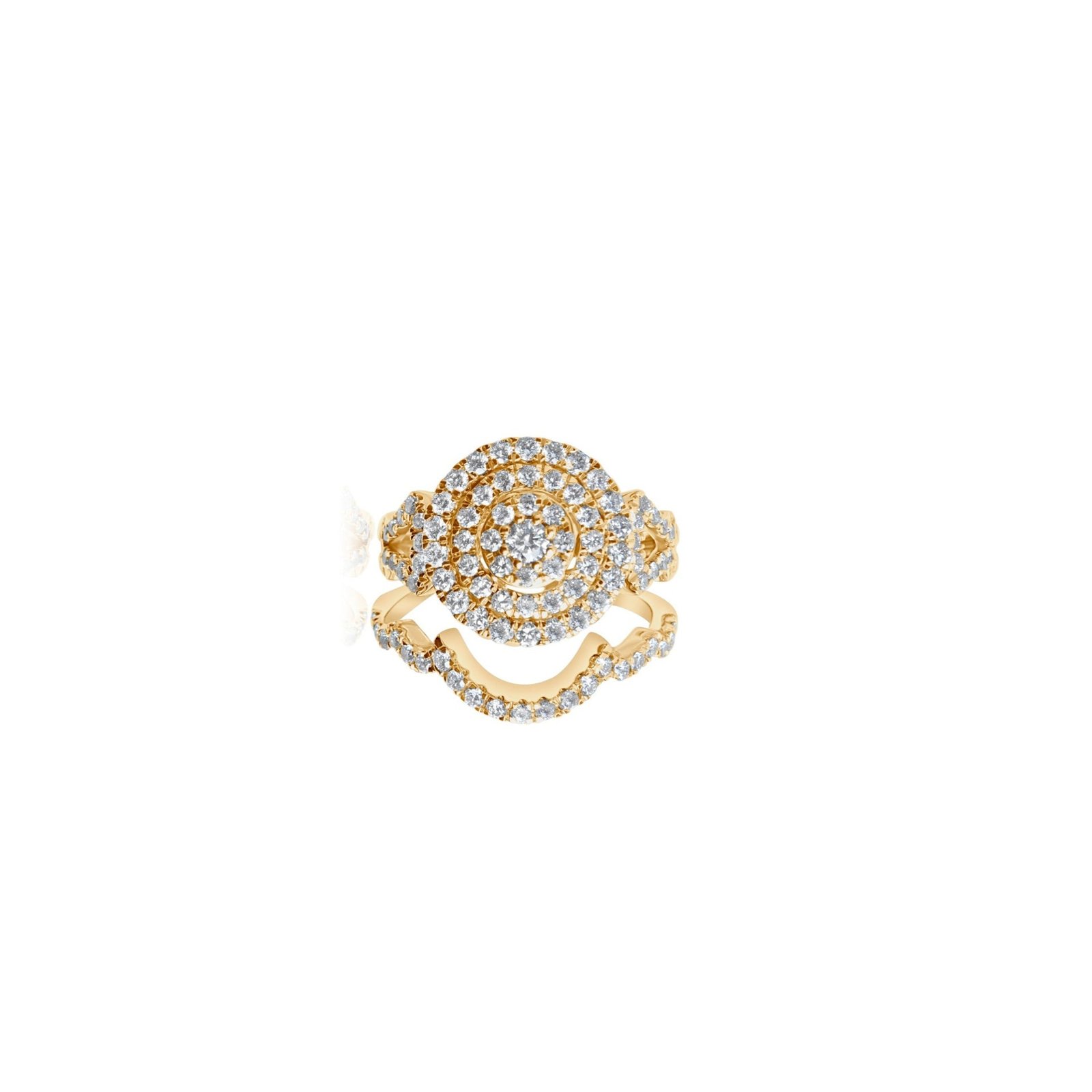 Diamond Infinity Double Halo Bridal Ring in 14KT Yellow Gold – 1.00 Carat