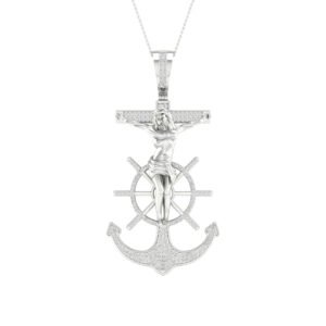 Diamond Jesus on Cross Pendant - 0.50 Carats in 10KT Gold with Chain