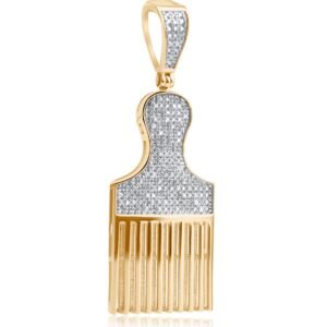 Diamond Pik Barber Comb Pendant - 0.43 Carats in 10KT Yellow Gold