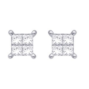 Diamond Princess Stud Earrings - Available in 0.33 or 0.70 Carats in 14KT White Gold