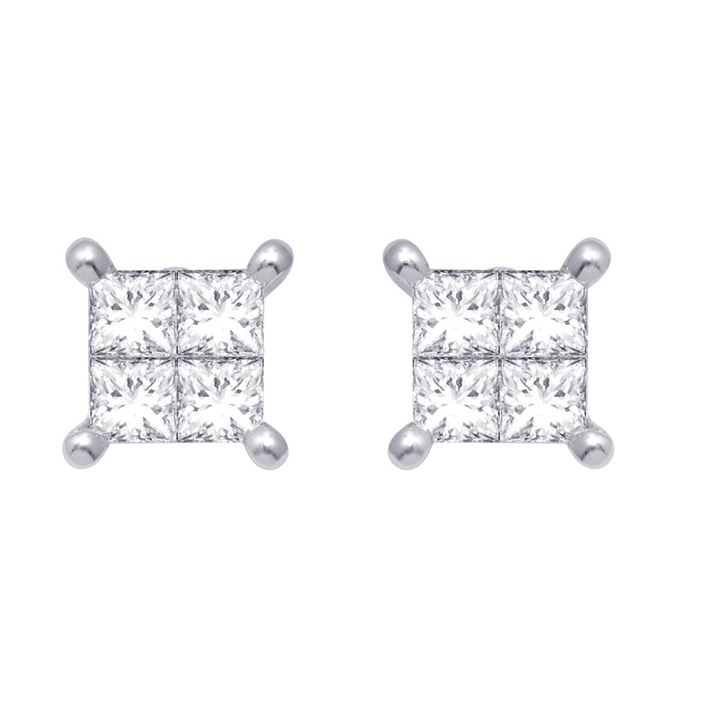 Diamond Princess Stud Earrings – Available in 0.33 or 0.70 Carats in 14KT White Gold