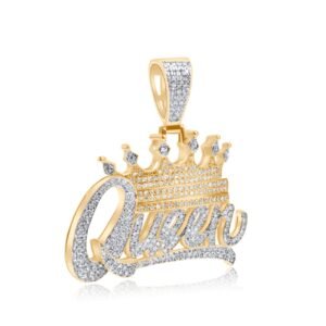 Diamond 'Queen' Pendant - 1.04 Carats Round Cut in 10KT Yellow Gold
