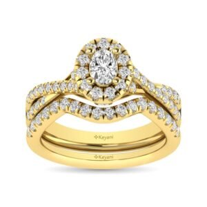 Diamond Twist Shank Single Halo Bridal Ring 1.00 Carat 14K Gold