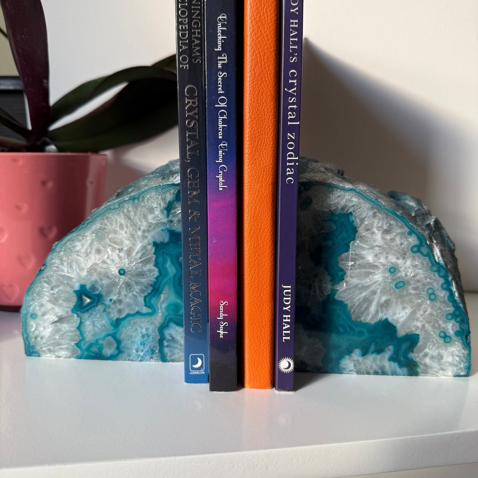 Dyed Blue Bright Agate Partially Polished Bookends