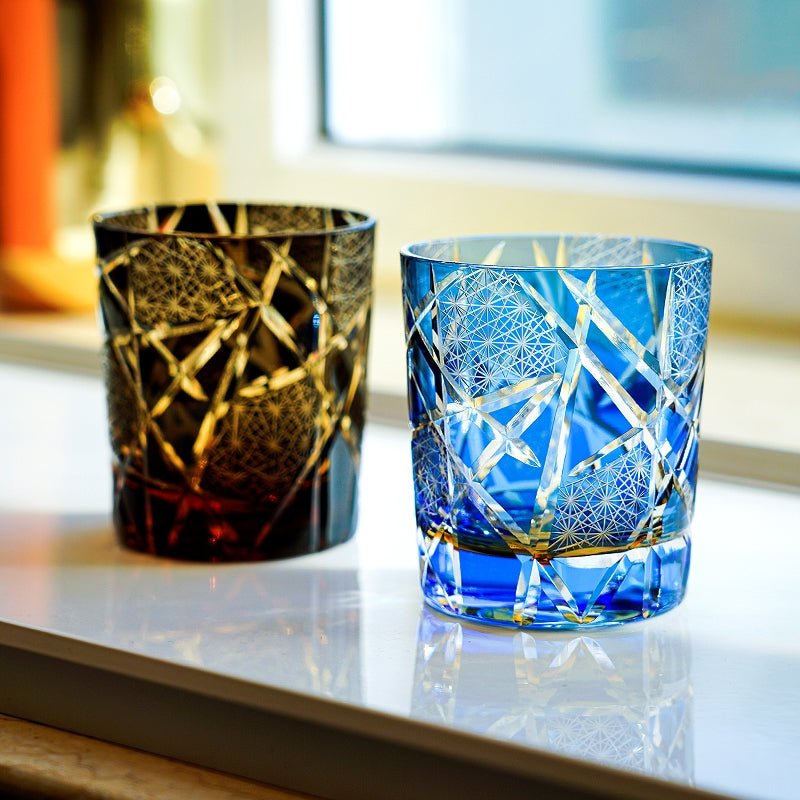 Edo Kiriko Handcrafted Crane Lightning Whisky Glass With Wooden Box Edo Kiriko Handcrafted Crane Lightning Whisky Glass With Wooden Box