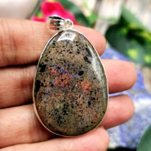Flashy Black Matrix Opal Pendant in 925 Sterling Silver - crystal/gemstone jewelry |Mother's Day/birthday/engagement/anniversary gift