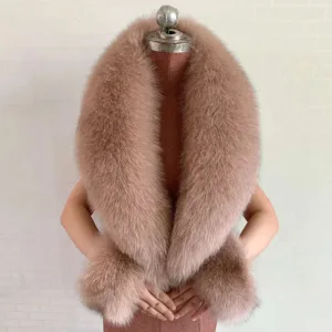 Fox Fur Scarf And Cuff Set In Plush Silhouette For Winter Warmth — Blush Rose | KIMLUD