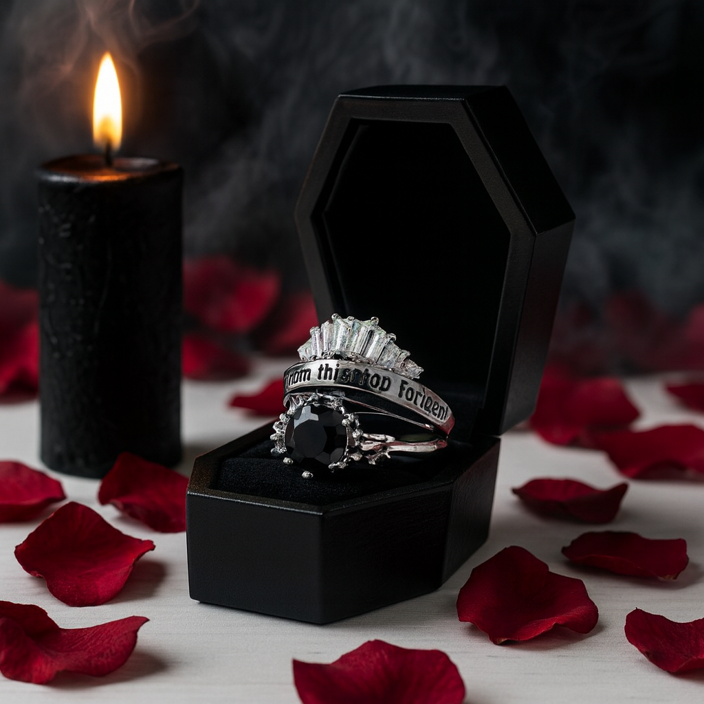 From This Day Forward Wedding Rings – Round Cut Diamond Option Skull Gothic Wedding Rings in 14k White Gold From This Day Forward Wedding Rings – Round Cut Diamond Option Skull Gothic Wedding Rings in 14k White Gold