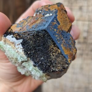 Gemmy Blacky Tourmaline Terminated Point with Hyalite Opal crust from Namibia, Africa