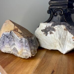 Genuine Gemstone Set of Auralite 23 Natural Point + Raw White Scolecite Chunk