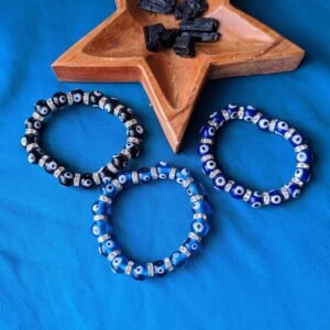 Glass Bead Evil Eye Stretch Bracelet - Available in 3 colors
