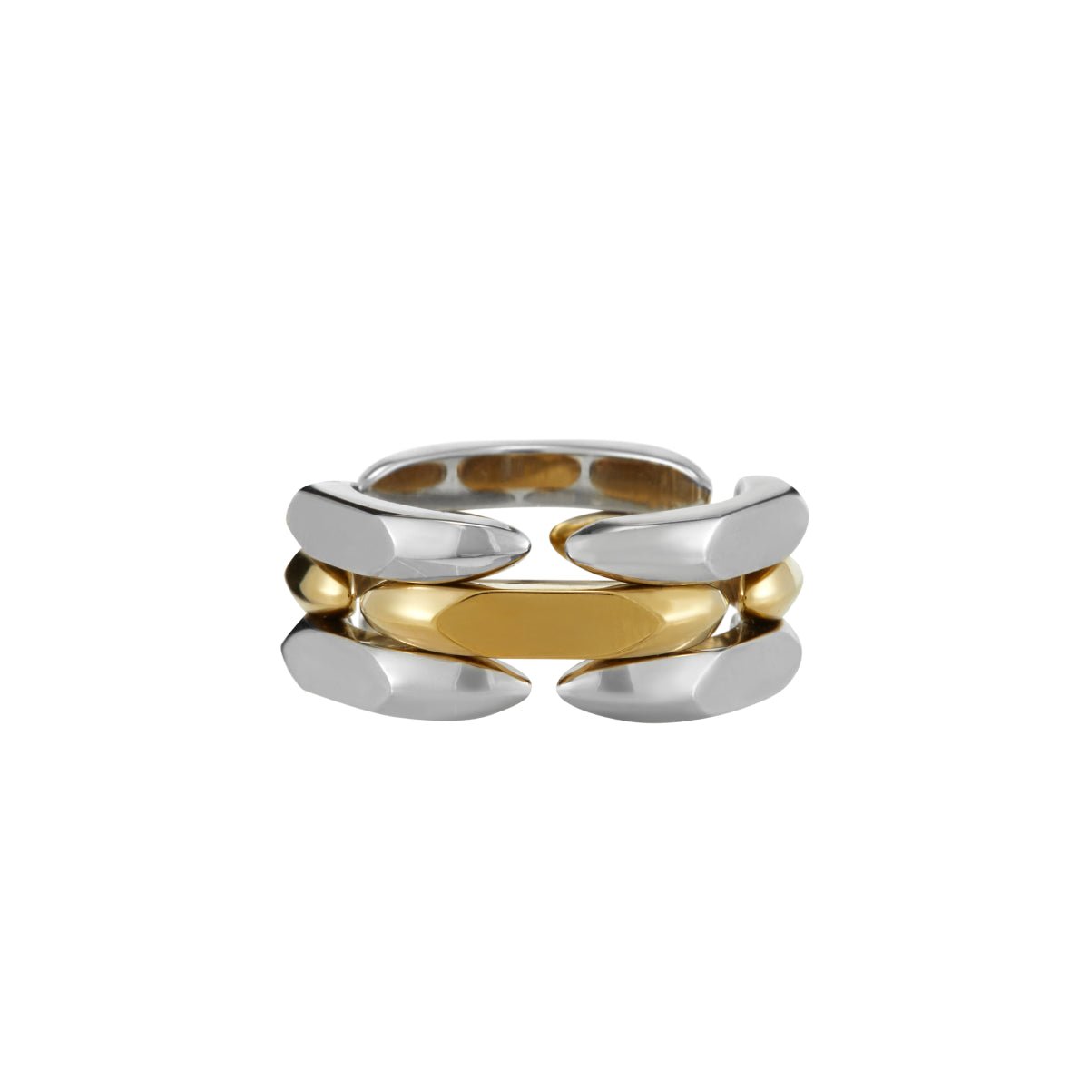 Gold and Silver Structured Adjustable Ring Gold and Silver Structured Adjustable Ring