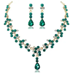 Gold Crystal Bridal Jewelry Set — Emerald | KIMLUD