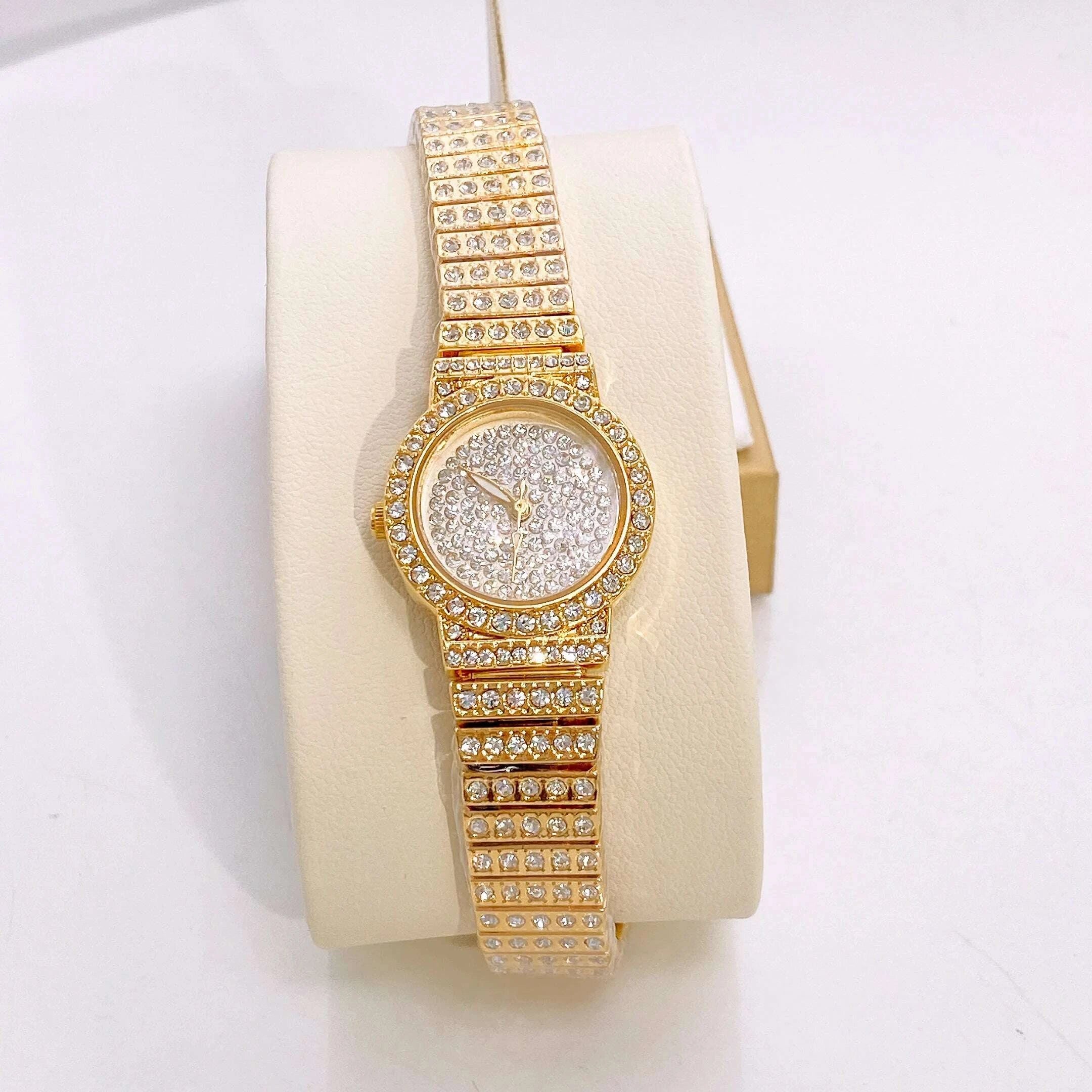 Gold Plated Bracelet Watch Bridal Wristwatch For Weddings And Occasions — Gold | KIMLUD