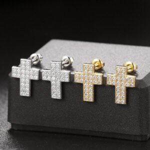 Gold-Plated Cross Hip Hop Earring