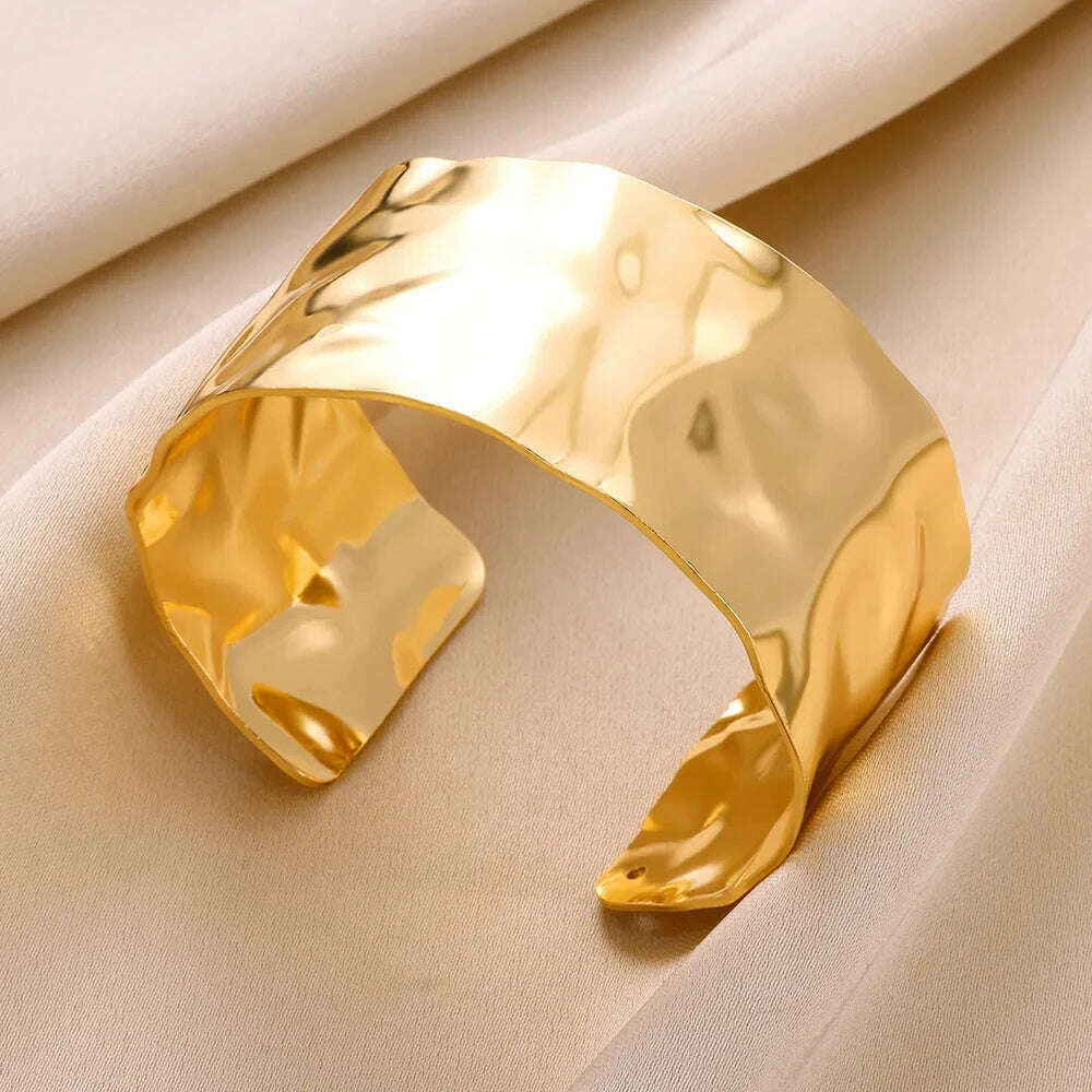 Gold-Plated Stainless Steel Bangle Open — Gold | Kimlud