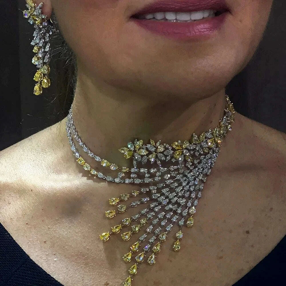 Gold-Tone Cascade Jewelry Set With Cubic Zirconia Drops — Gold-Tone | KIMLUD