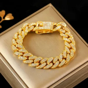 Gold Tone Stainless Steel Cuban Chain Bracelet Unisex — Gold | KIMLUD