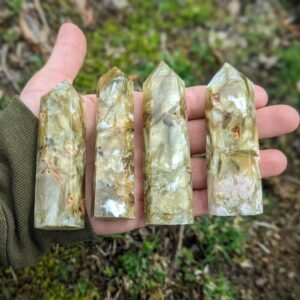 Golden Green Mica Crystal Towers